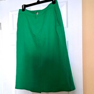 Zara Women's Green Skirt With Two Packets Linen Size Medium